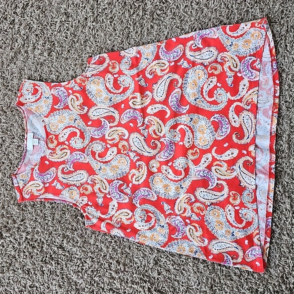 J. Jill Orange Paisley Tank Top Multi-Color Women Small Cottagecore Summer Modal